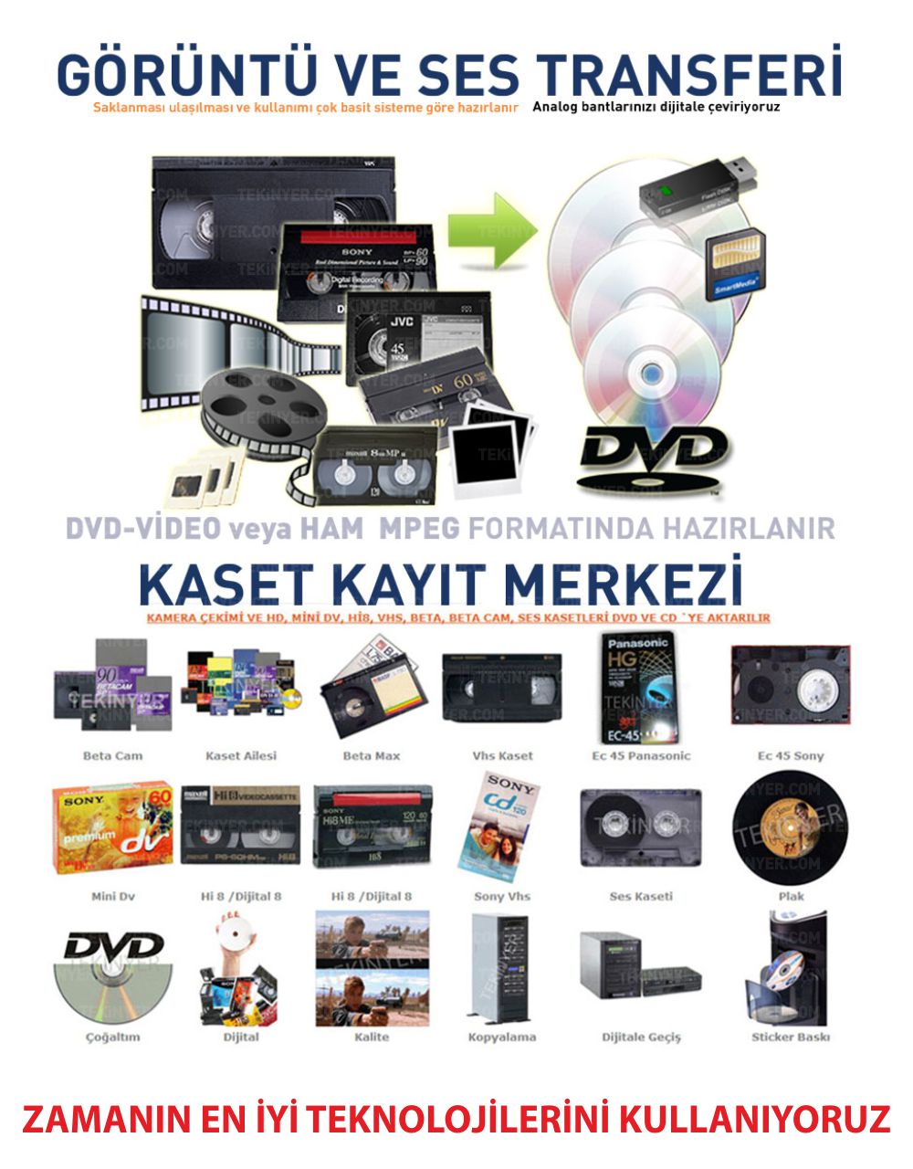 VHS-C ve EC-45 Kasetten Kayıt Aktarım Kasetten Zamanın en iyi teknolijilerini kullanana Aktarım Kayıt Merkezi
